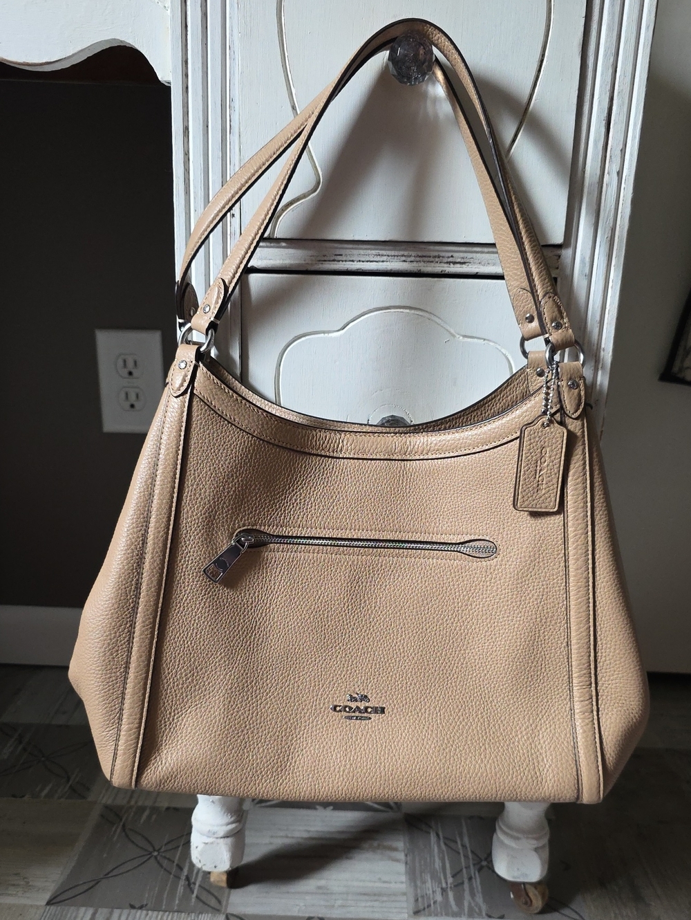 Coach Pebbled Leather Shoulder Bag in Tan